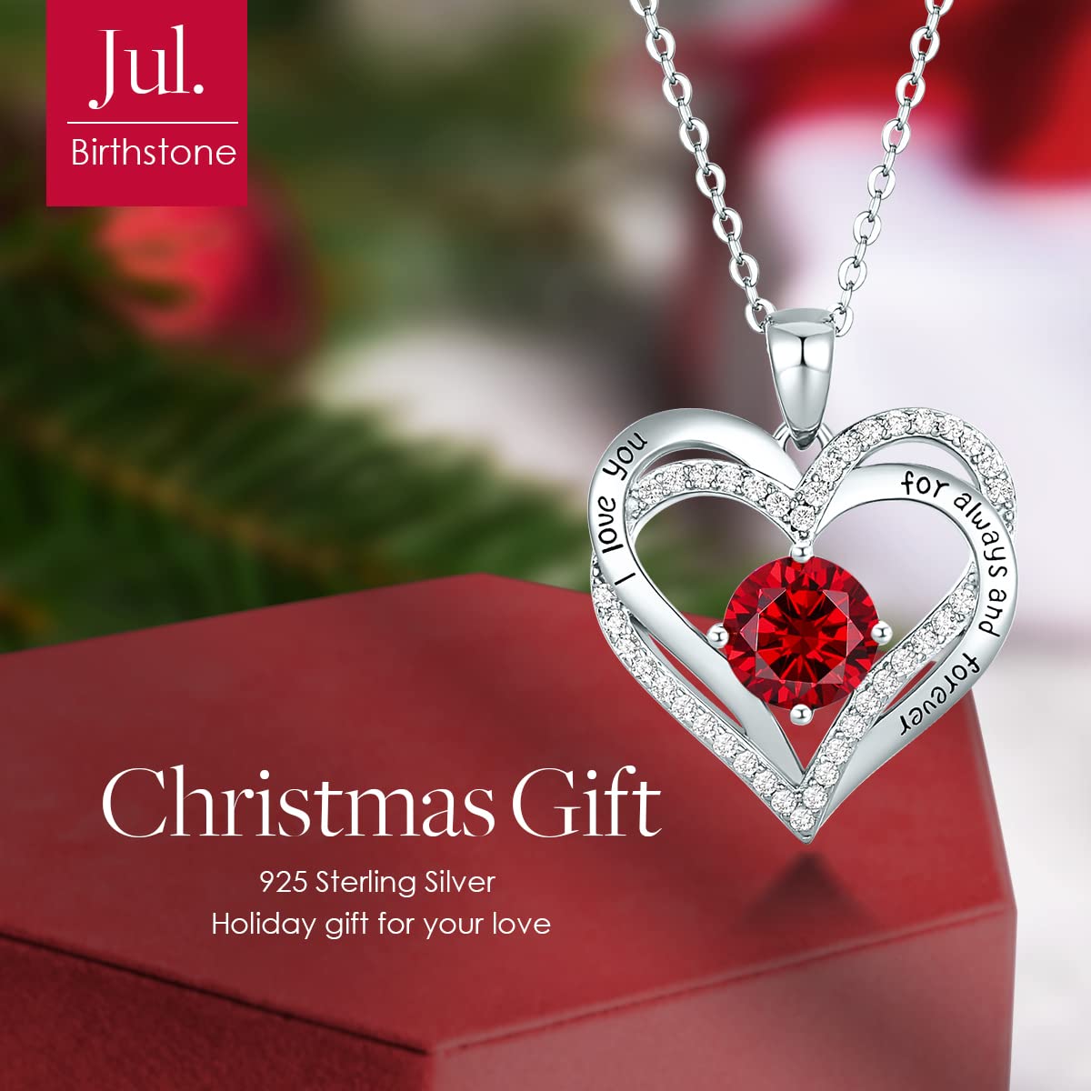 CDE Forever Love Heart Necklaces for Women, Wedding Anniversary, Birthday Mothers Day Christmas Day Gifts for Mom, Mother, Wife, friend, S925 Silver Jewelry with Birthstone Pendant