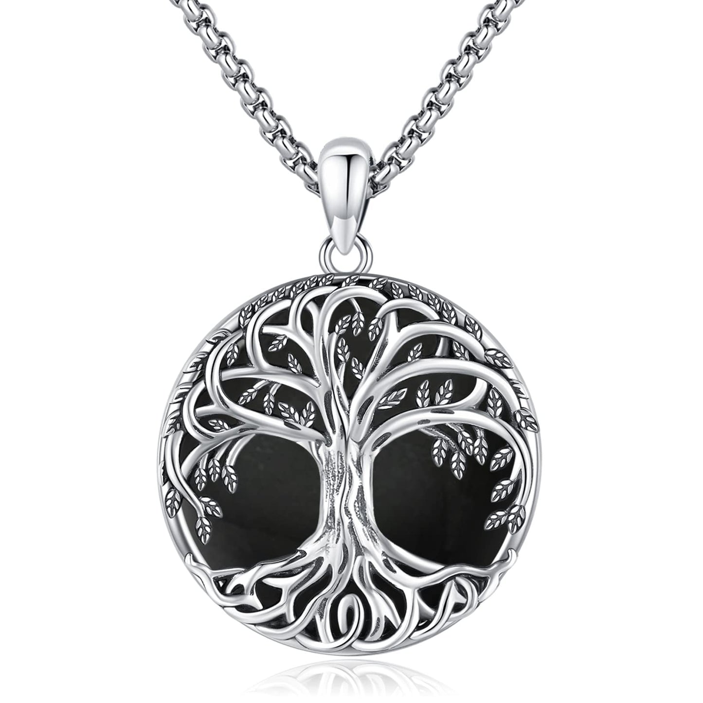 Jewelry Gifts - Tree of Life Necklace Sterling Silver Abalone Shell/Opal/Moonstone/Black Onyx/Turquoise/Malachite/Crystal Family Tree of Life Jewelry for Women Men