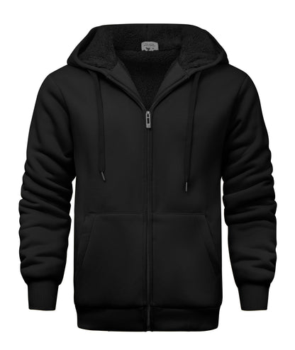 V VALANCH Men Hoodies Zip Up Sherpa Lined Sweatshirts Heavyweight Thick Warm Fleece Winter Jacket