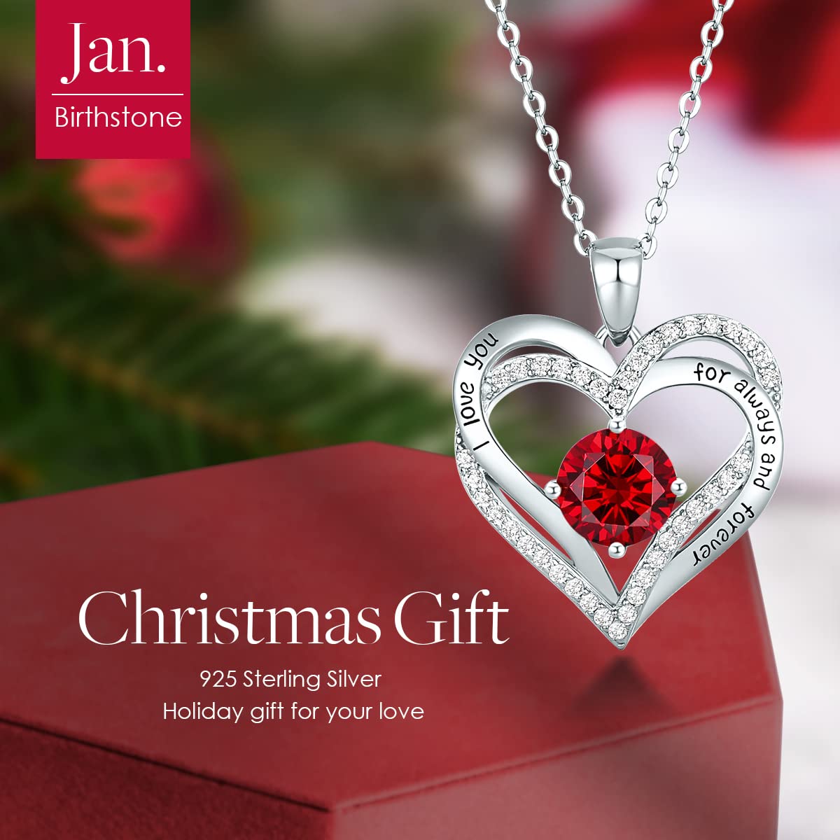 CDE Forever Love Heart Necklaces for Women, Wedding Anniversary, Birthday Mothers Day Christmas Day Gifts for Mom, Mother, Wife, friend, S925 Silver Jewelry with Birthstone Pendant