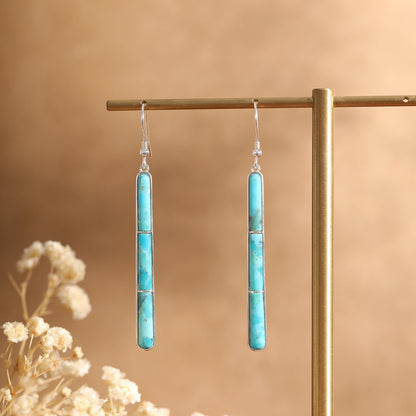 Turquoise Earrings for Women 925 Sterling Silver Gemstones Dangle Earrings Bohemian Style Statement Bar Earrings Dangle Earrings for Women Earrings Valentines Gifts