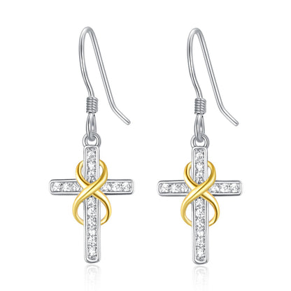 Dreamboat Sterling Silver Cross Earrings for Women Lever Back Dangle Earrings Faith Christian Confirmation Religious Jewelry for Mom