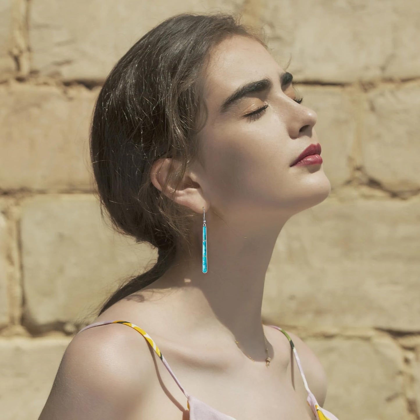 Turquoise Earrings for Women 925 Sterling Silver Gemstones Dangle Earrings Bohemian Style Statement Bar Earrings Dangle Earrings for Women Earrings Valentines Gifts