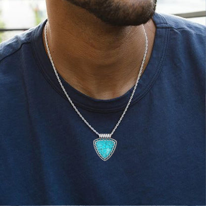 Genuine Turquoise Necklace for Women Sterling Silver Real Turquoise Pendant Necklace Western Jewelry for Women