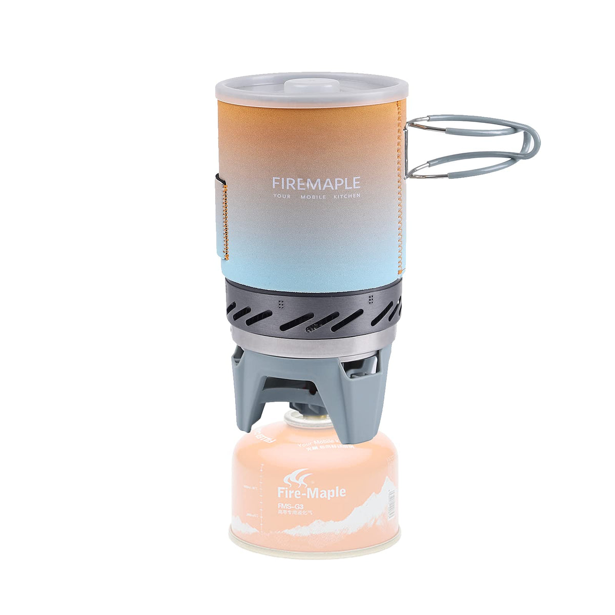 Fire-Maple Fixed Star 1 Backpacking and Camping Stove System, Black 18oz | 30% Faster Boil with HX Base, Piezo Ignition, Compact & Durable, All-in-One Pot, Compatible with Most Canisters, Portable
