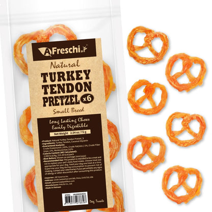 A Freschi srl Turkey Tendons for Dogs, USA-Sourced, Healthy Dog Treats, Rawhide-Free Puppy Chews, Long Lasting, All Natural, Hypoallergenic Dog Treats for Small Breeds, 40 Count Box Bone (S)