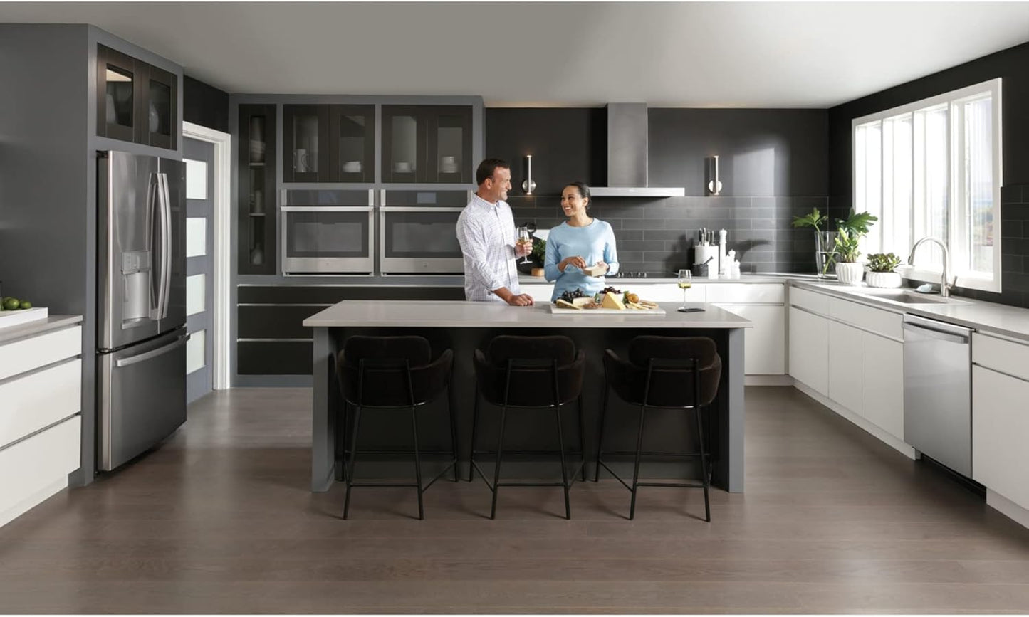 GE PROFILE PYE22KYNFS 36" Counter-Depth Bottom Freezer with French Door Twin Chill Evaporator Quick Space Shelf and LED Lighting in Fingerprint Resistant Stainless Steel