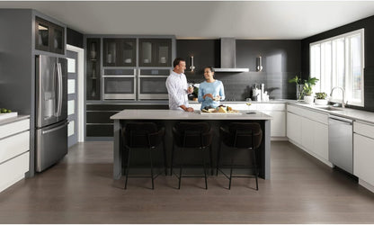 GE PROFILE PYE22KYNFS 36" Counter-Depth Bottom Freezer with French Door Twin Chill Evaporator Quick Space Shelf and LED Lighting in Fingerprint Resistant Stainless Steel