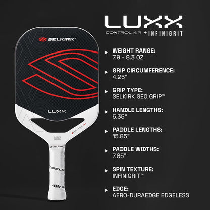 Selkirk Sport LUXX Control Pickleball Paddles | Carbon Fiber Pickleball Paddle with Polypropylene X7 Core | InfiniGrit Surface Technology