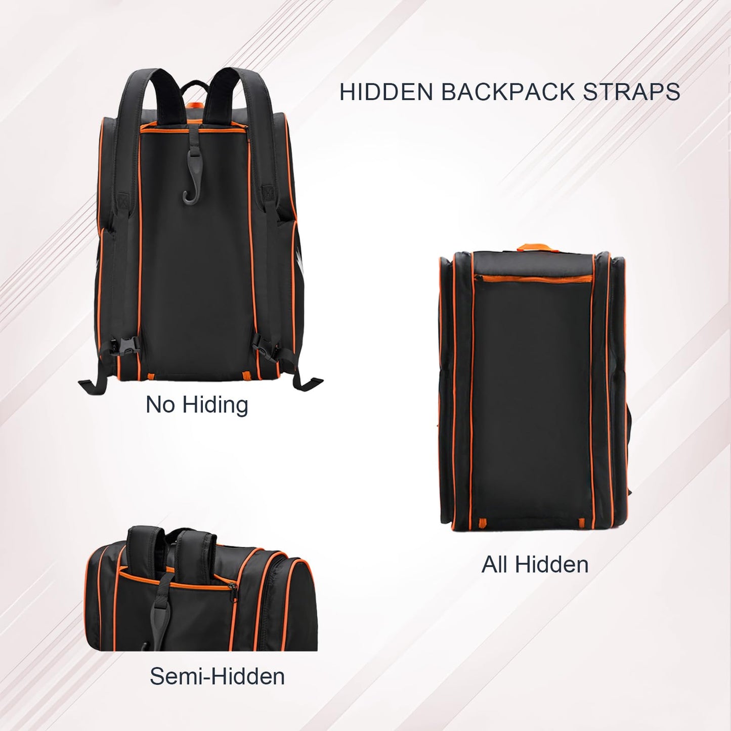 Pickleball Bag - Large Paddle Bag for 4 Paddles & Accessories - Fence Hook, Extra Pockets, Shoe Compartment