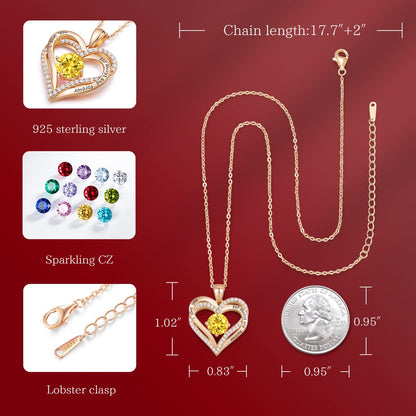 CDE Forever Love Heart Necklaces for Women, Wedding Anniversary, Birthday Mothers Day Christmas Day Gifts for Mom, Mother, Wife, friend, S925 Silver Jewelry with Birthstone Pendant