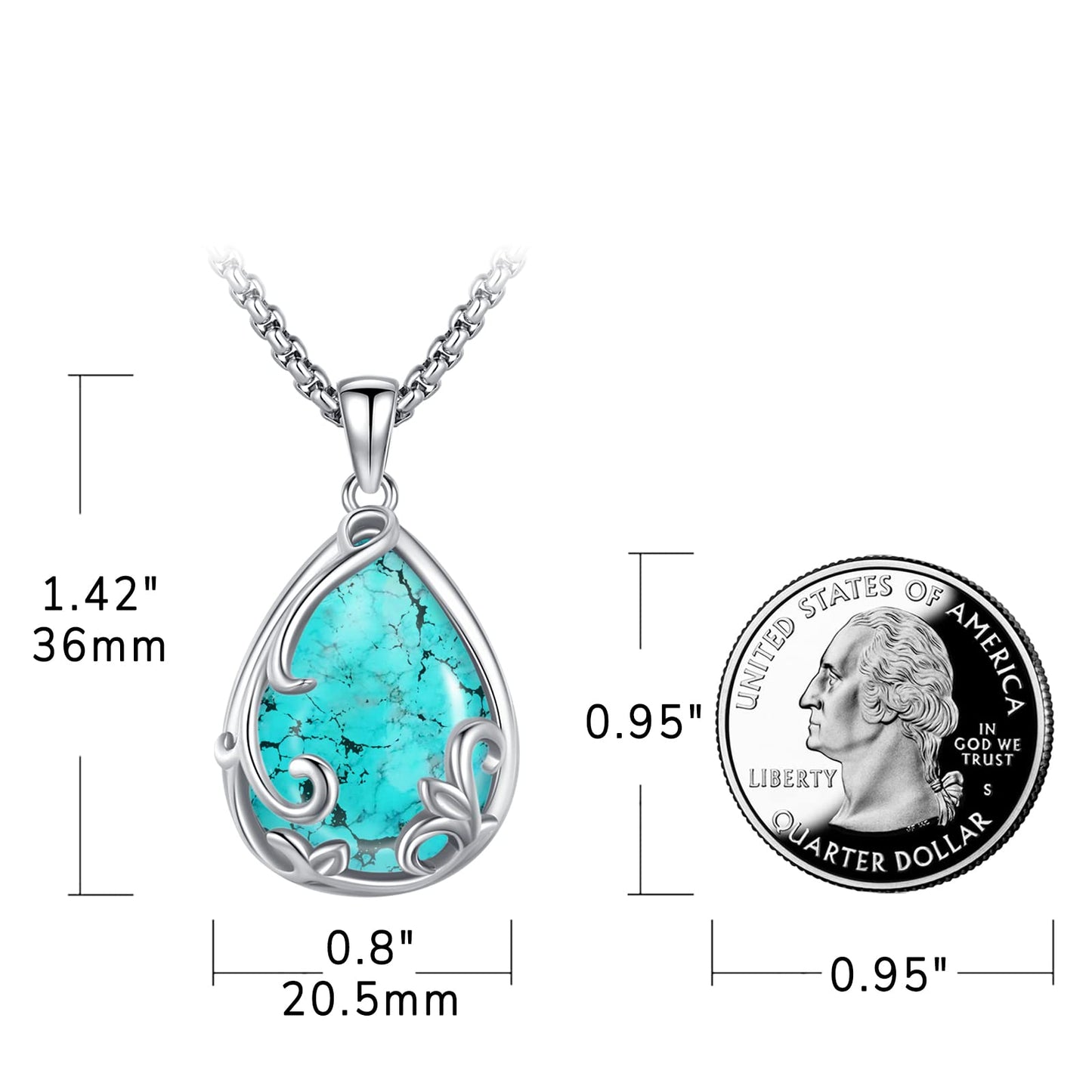 Turquoise Jewelry for Women Men 925 Sterling Silver Pendant Urn Necklaces for Ashes Picture Locket Necklace Thor Hammer Yggdrasil Virgen De Guadalupe St Michael Christopher Judas Witches Knot Necklace