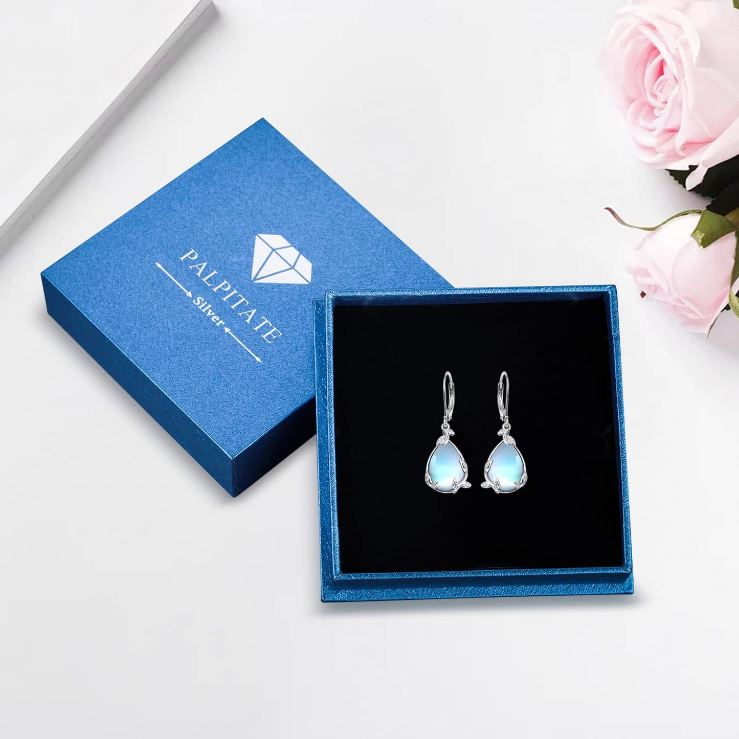 Palpitate Turquoise/Abalone Shell Earrings for Women 925 Sterling Silver Dangle Leverback Earrings Silver Jewelry Christmas Gifts