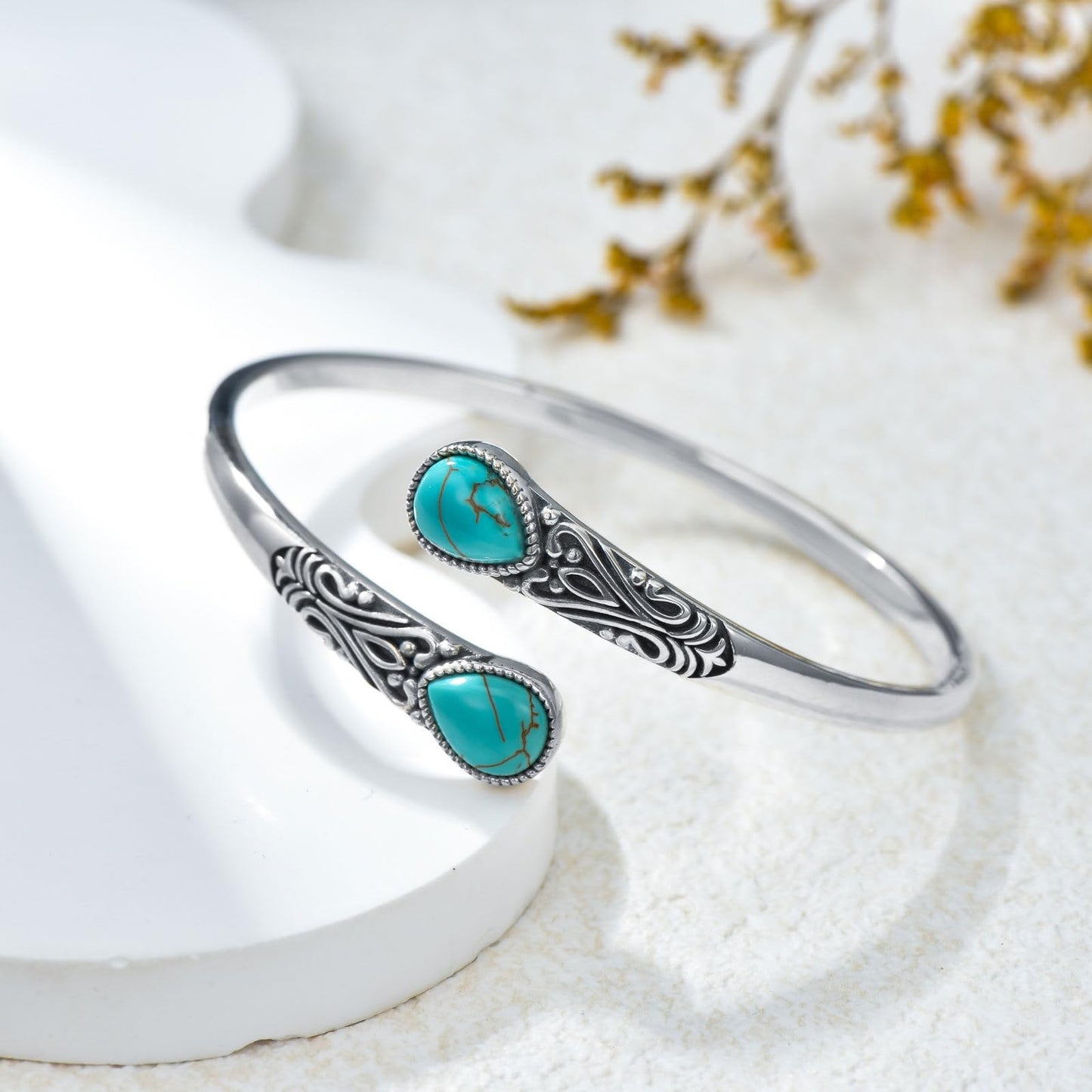 925 Sterling Silver Genuine Gemstone Bracelet for Women Men Handmade Adjustable Boho Navajo Style Bangle Cuff Natural Stone Jewelry Gift