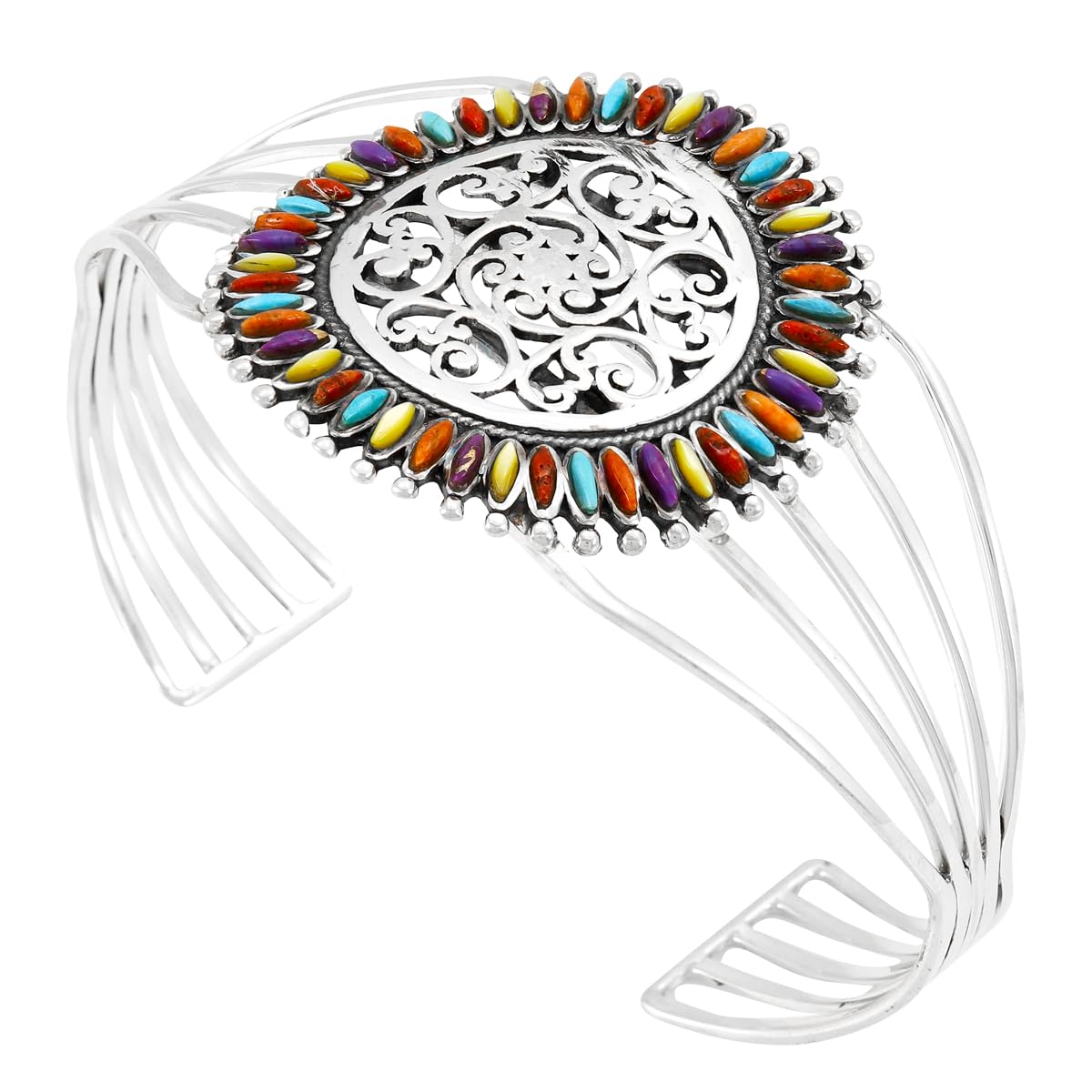 Turquoise Bracelet Sterling Silver 925 Genuine Gemstones Cuff Bracelet