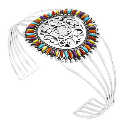 Turquoise Bracelet Sterling Silver 925 Genuine Gemstones Cuff Bracelet
