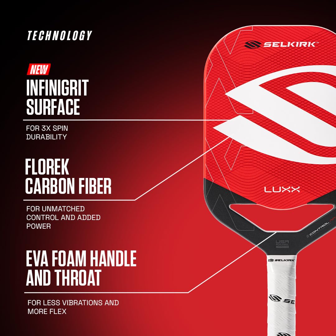 Selkirk Sport LUXX Control Pickleball Paddles | Carbon Fiber Pickleball Paddle with Polypropylene X7 Core | InfiniGrit Surface Technology