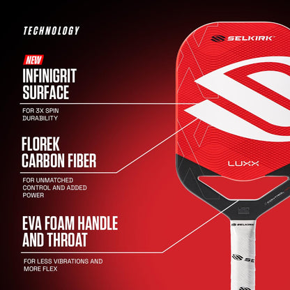 Selkirk Sport LUXX Control Pickleball Paddles | Carbon Fiber Pickleball Paddle with Polypropylene X7 Core | InfiniGrit Surface Technology