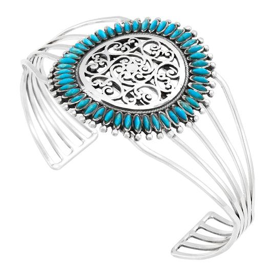 Turquoise Bracelet Sterling Silver 925 Genuine Gemstones Cuff Bracelet