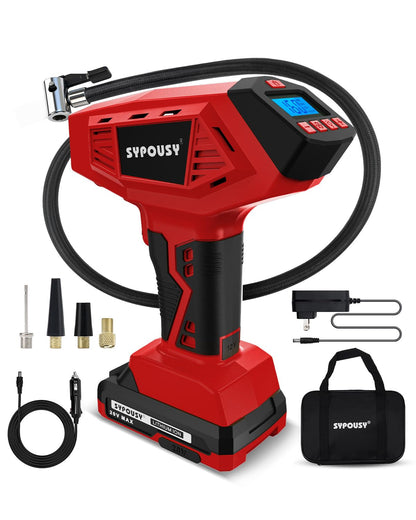 Upgraded Tire Inflator Portable Air Compressor, 160PSI Cordless Air Pump with 20V Rechargeable Battery, 2X Faster Inflation, Digital Pressure Gauge for Car, Motorcycle, E-Bike & Balls (Yellow)