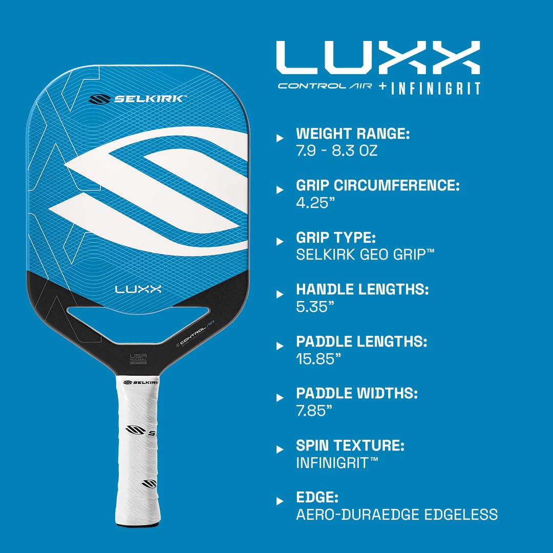 Selkirk Sport LUXX Control Pickleball Paddles | Carbon Fiber Pickleball Paddle with Polypropylene X7 Core | InfiniGrit Surface Technology