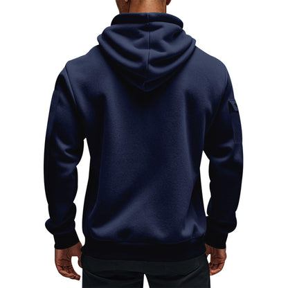 Men's Fleece Workout Athletic Pullover Hoodie Long Sleeve Basic Quarter Zip Pullover Sweatshirt with Kanga Pocket