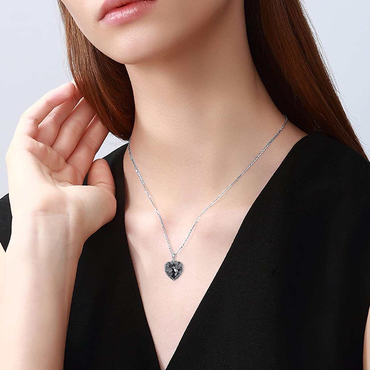 TOUPOP Hummingbird Urn Necklace for Ashes 925 Sterling Silver Heart Cremation Jewelry Keepsake Pendant with Funnel Filler Memorial Christmas Gifts for Women Mom Wife