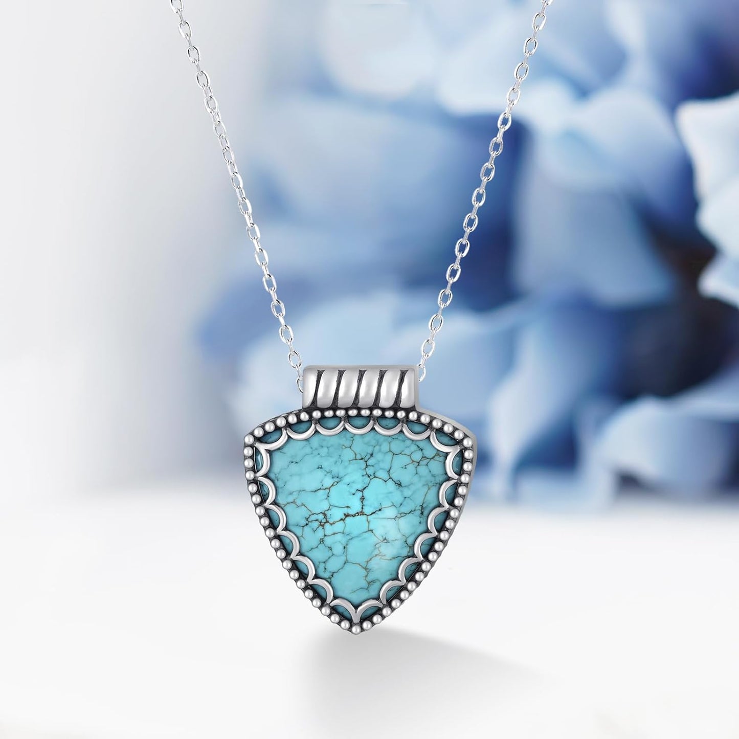 Genuine Turquoise Necklace for Women Sterling Silver Real Turquoise Pendant Necklace Western Jewelry for Women