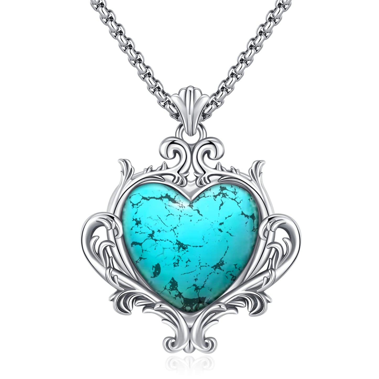 Turquoise Jewelry for Women Men 925 Sterling Silver Pendant Urn Necklaces for Ashes Picture Locket Necklace Thor Hammer Yggdrasil Virgen De Guadalupe St Michael Christopher Judas Witches Knot Necklace