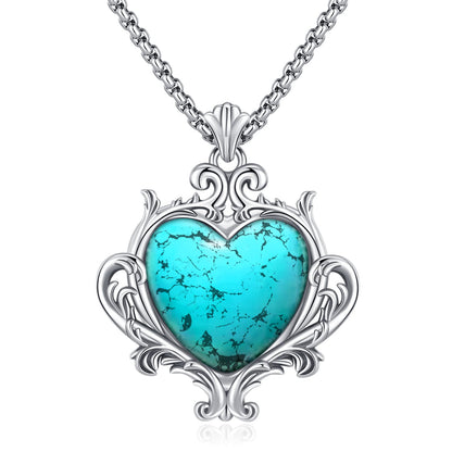 Turquoise Jewelry for Women Men 925 Sterling Silver Pendant Urn Necklaces for Ashes Picture Locket Necklace Thor Hammer Yggdrasil Virgen De Guadalupe St Michael Christopher Judas Witches Knot Necklace
