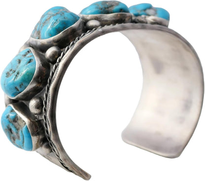 big mens cuff silver turquoise, Navajo cuff bracelet Kingman turquoise cuff, turquoise cuff bracelet silver, Native American pawn jewelry