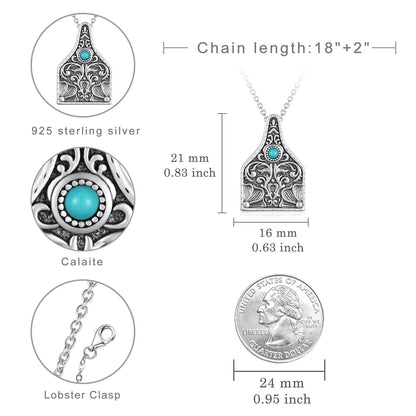 Western Cow Tag/Lightning Bolt/Bar Necklace 925 Sterling Silver Turquoise Necklaces for Women Western Jewelry Gifts for Women