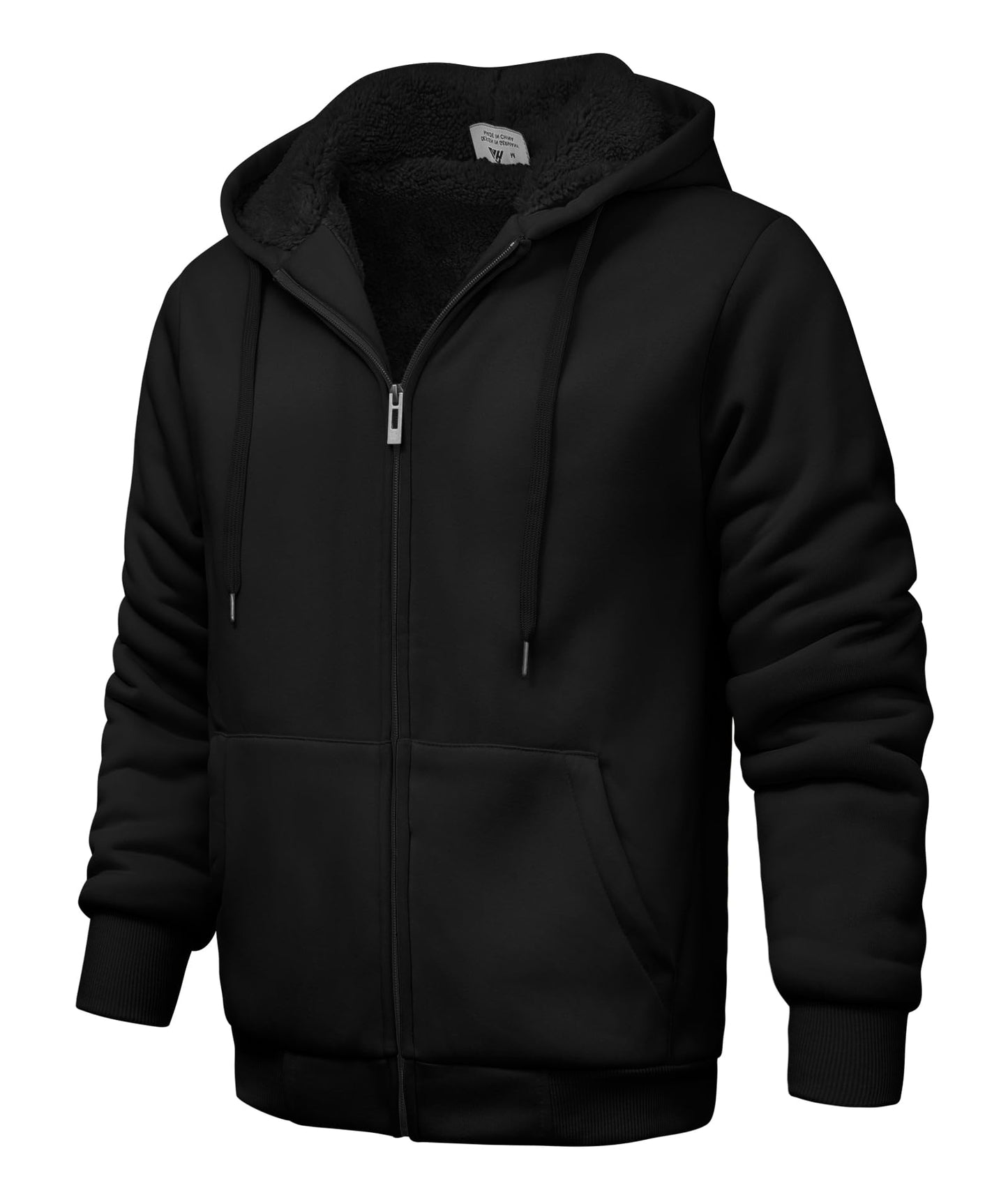 V VALANCH Men Hoodies Zip Up Sherpa Lined Sweatshirts Heavyweight Thick Warm Fleece Winter Jacket