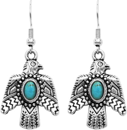 Rosemarie & Jubalee Women's South Western Style Aztec Thunderbird Turquoise Howlite Dangle Earrings