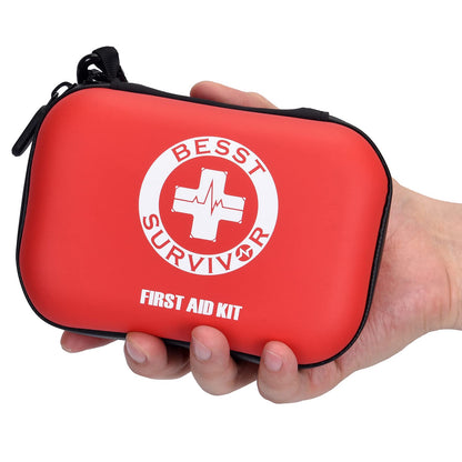 Besst Survivor Premium First Aid Kit - Waterproof Molle Medical Bag with Color-Coded Compartments, with Israeli Bandage, Rescue Blanket & CPR Mask for Home, Car, Hiking, Camping & Outdoor Emergencies