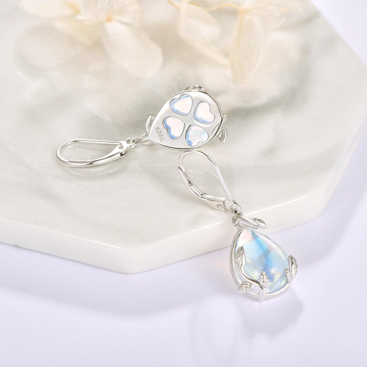 Palpitate Turquoise/Abalone Shell Earrings for Women 925 Sterling Silver Dangle Leverback Earrings Silver Jewelry Christmas Gifts