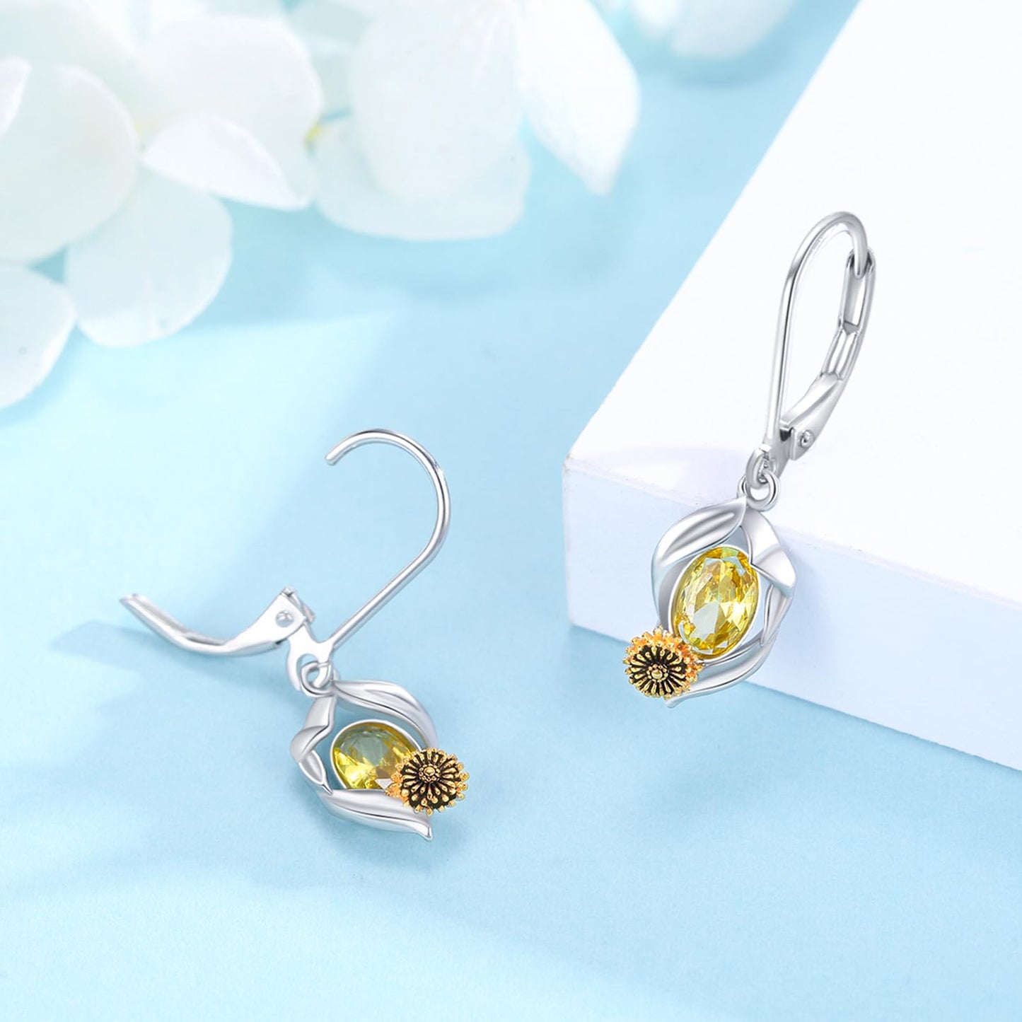 Dangle Earrings 925 Sterling Silver Leverback Earrings Birthday Gift Christmas Sterling Silver Jewelry for Women