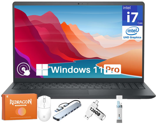 Dell 15 DC15250 Touchscreen Laptop, Intel Core i7-1355U(Up to 5.0 GHz), 15.6" FHD Anti Glare Screen, Intel UHD Graphics, 32 GB RAM, 1 TB SSD, Wi-Fi 6, Windows 11 Pro, Copilot-AI Chat, REDRAGON Mouse