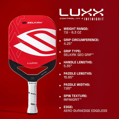 Selkirk Sport LUXX Control Pickleball Paddles | Carbon Fiber Pickleball Paddle with Polypropylene X7 Core | InfiniGrit Surface Technology