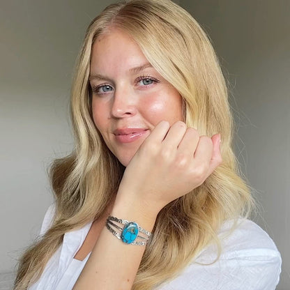 Turquoise Bracelet Sterling Silver 925 Genuine Gemstones