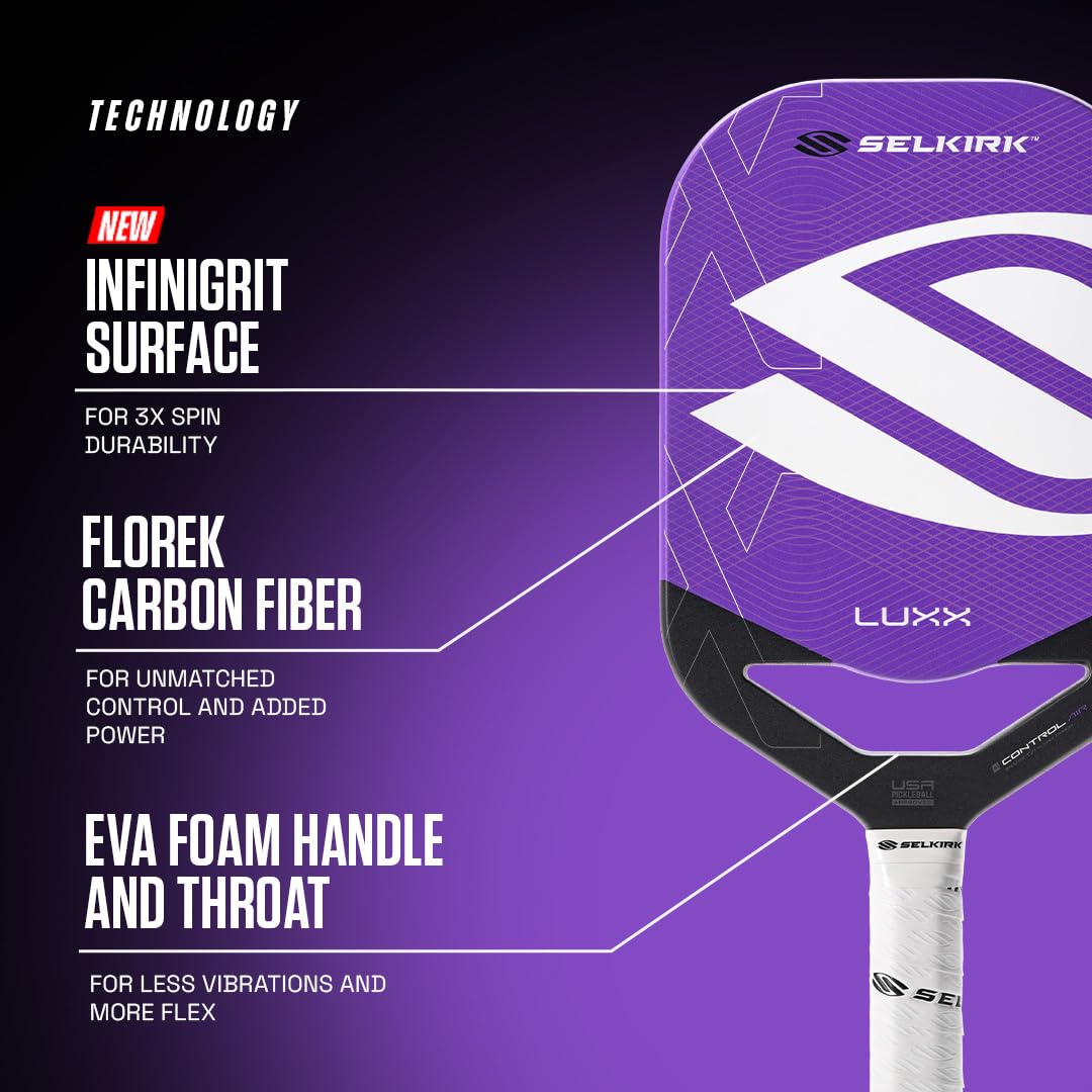 Selkirk Sport LUXX Control Pickleball Paddles | Carbon Fiber Pickleball Paddle with Polypropylene X7 Core | InfiniGrit Surface Technology
