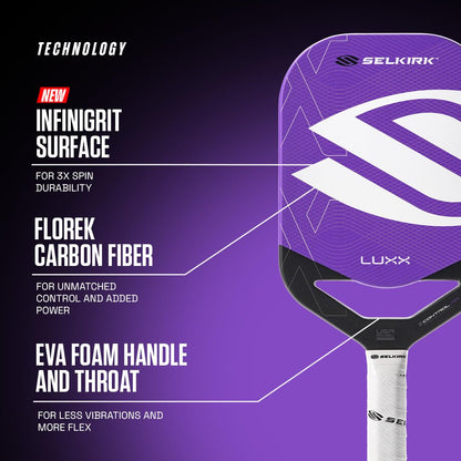 Selkirk Sport LUXX Control Pickleball Paddles | Carbon Fiber Pickleball Paddle with Polypropylene X7 Core | InfiniGrit Surface Technology