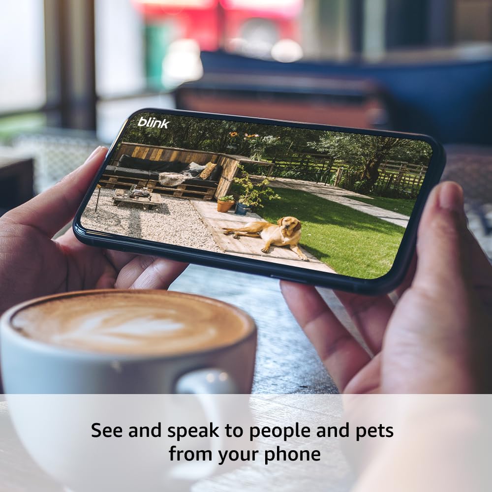 Blink Outdoor 4 – Wireless smart security camera, two-year battery life, 1080p HD day and infrared night live view, two-way talk. Sync Module Core included – 5 camera system