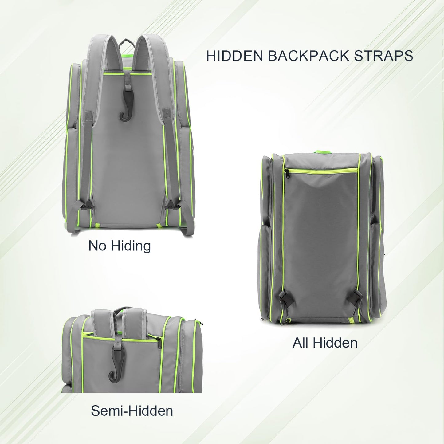 Pickleball Bag - Large Paddle Bag for 4 Paddles & Accessories - Fence Hook, Extra Pockets, Shoe Compartment