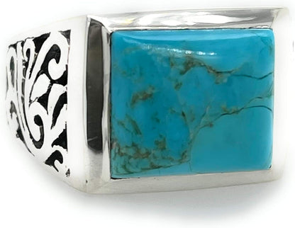 Blue Mohave Turquoise 925 Sterling Silver Men's Ring Size 8.75, 9, 10