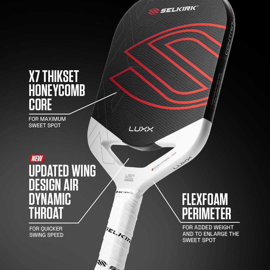 Selkirk Sport LUXX Control Pickleball Paddles | Carbon Fiber Pickleball Paddle with Polypropylene X7 Core | InfiniGrit Surface Technology