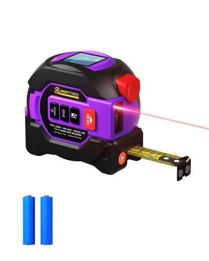3 in 1 Digital Laser Tape Measure, 197ft/60m Laser Distance Meter, 16ft/5m Digital Tape Measure with Cross Line, AutoLock, ft/in/m Unit Switch, Measure Area, Volume, Pythagorean