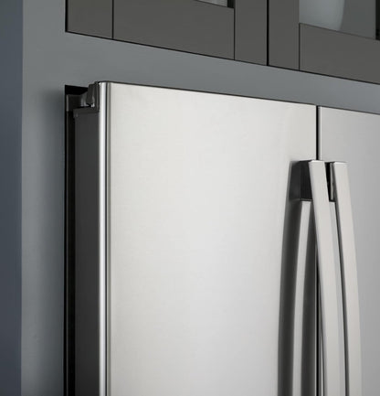 GE PROFILE PYE22KYNFS 36" Counter-Depth Bottom Freezer with French Door Twin Chill Evaporator Quick Space Shelf and LED Lighting in Fingerprint Resistant Stainless Steel