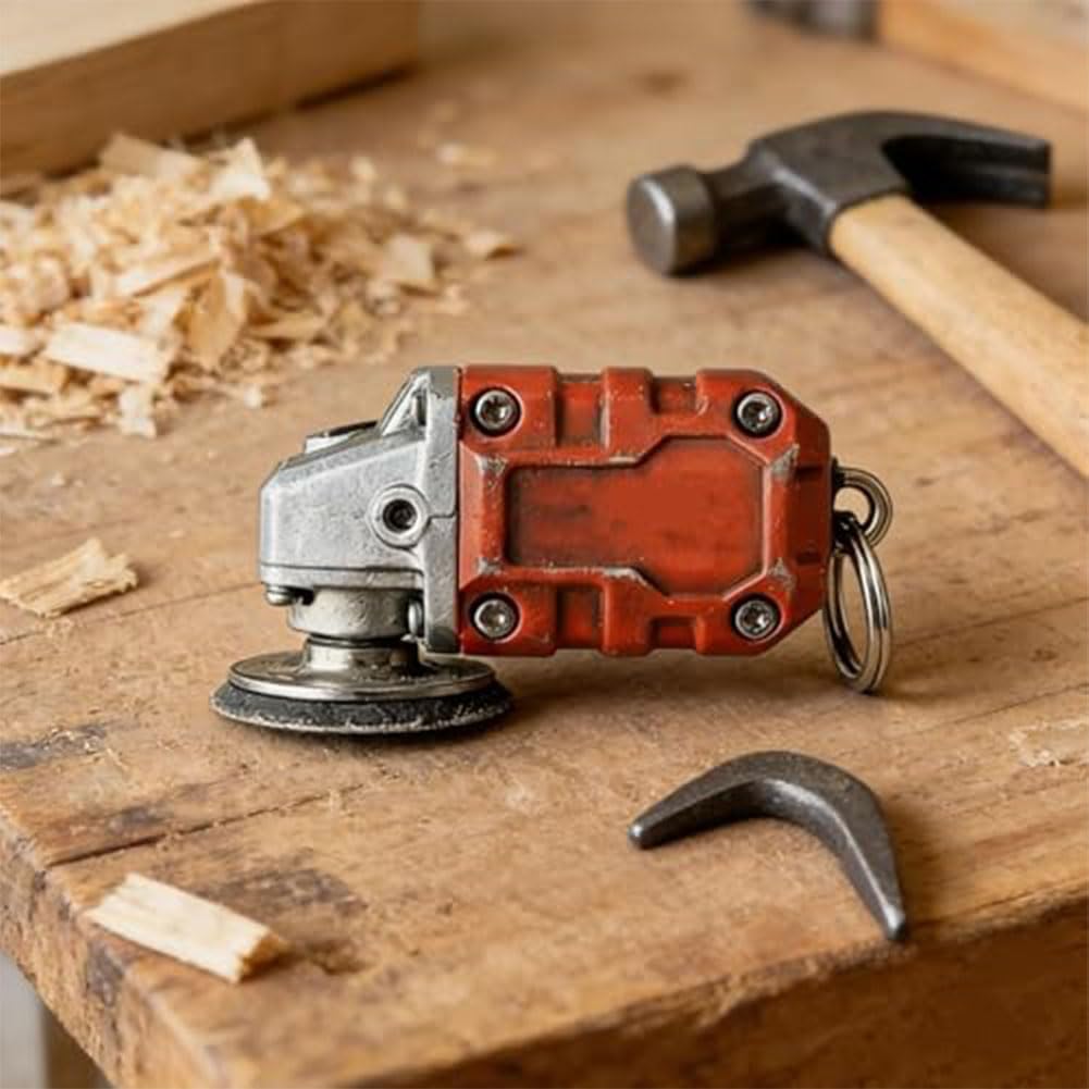 Mini Grinder Keychain, 2-in-1 Inspired Mini Grinder Keychain: Convenient Smoothing Tool + Tool Enthusiast Collectible (1)
