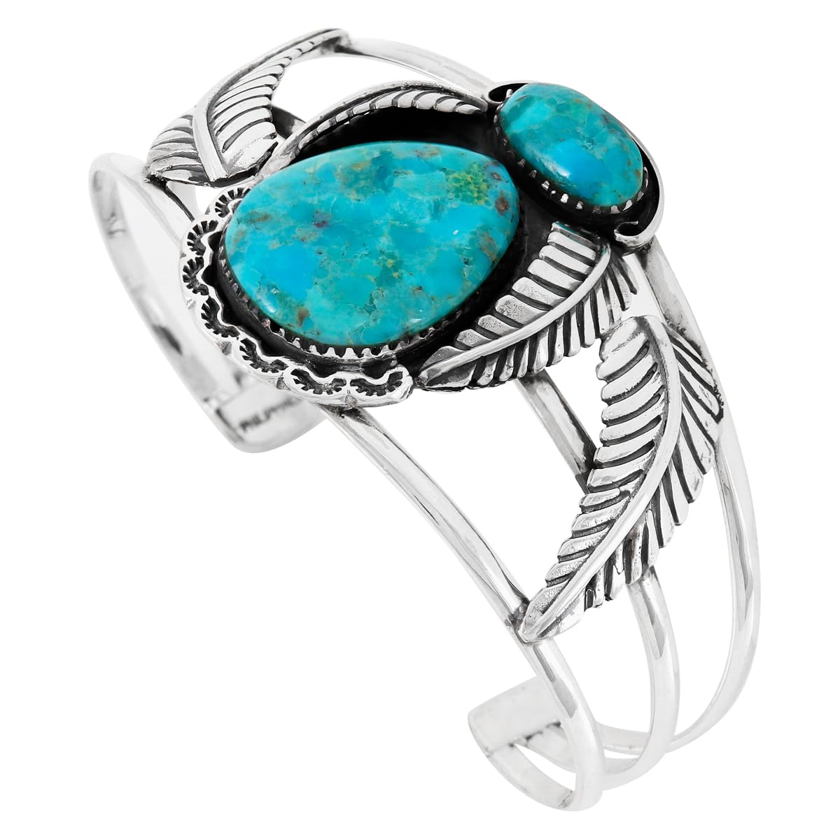 Turquoise Bracelet Sterling Silver 925 Genuine Gemstones Cuff Bracelet